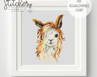 Llama Downloadable Cross Stitch Chart - PDF Pattern, Digital, Counted Cross Stitch