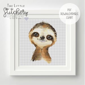 Sloth Downloadable Cross Stitch Chart - PDF Pattern, Digital, Counted Cross Stitch