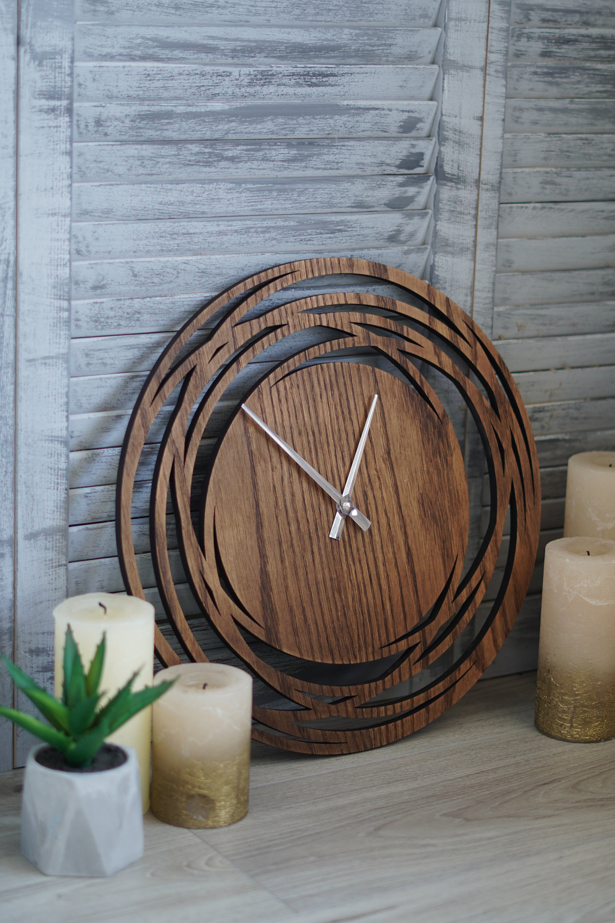 Wood wall clock white wood large clocks for wall farmhouse Etsy