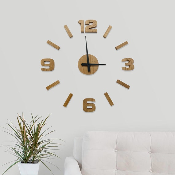 3D reloj de pared de madera moderno relojes grandes de madera para