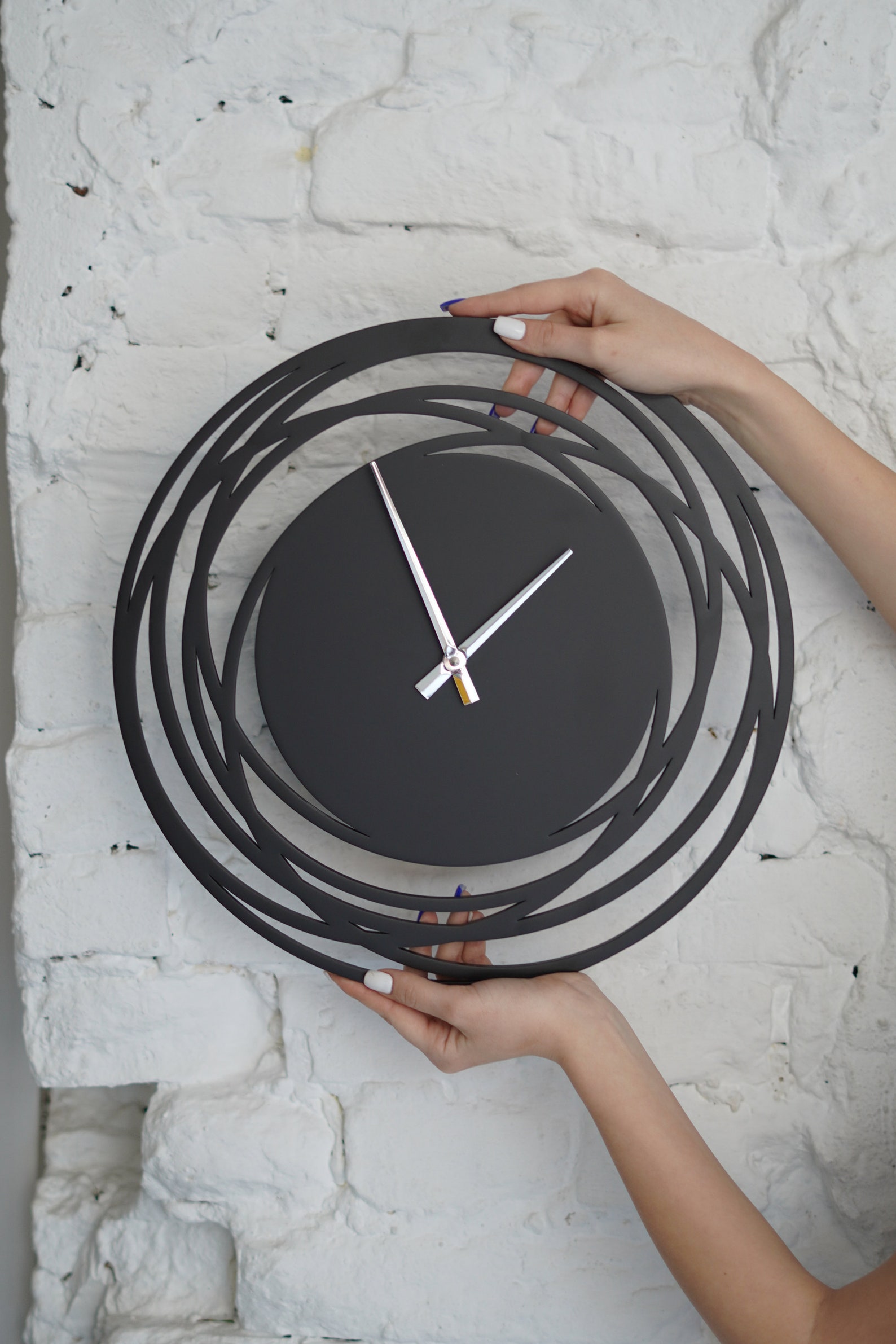 Black Wall Clock Unique Clock for Wall Minimalist Wood Large Etsy