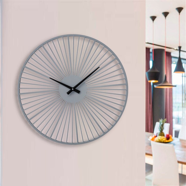 Unique White Wall Clock Large Wall Clock Kitchen Wooden Wall Etsy