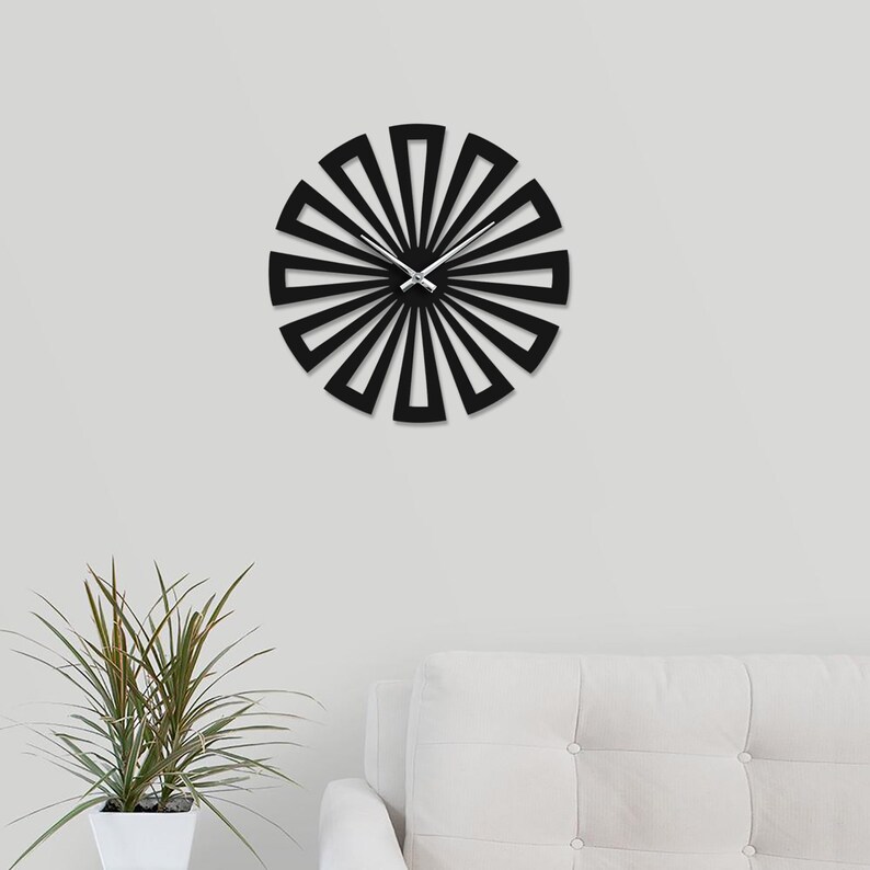 Rustic Wall Clock Black Wall Clock Modern Wall Clock Large Etsy