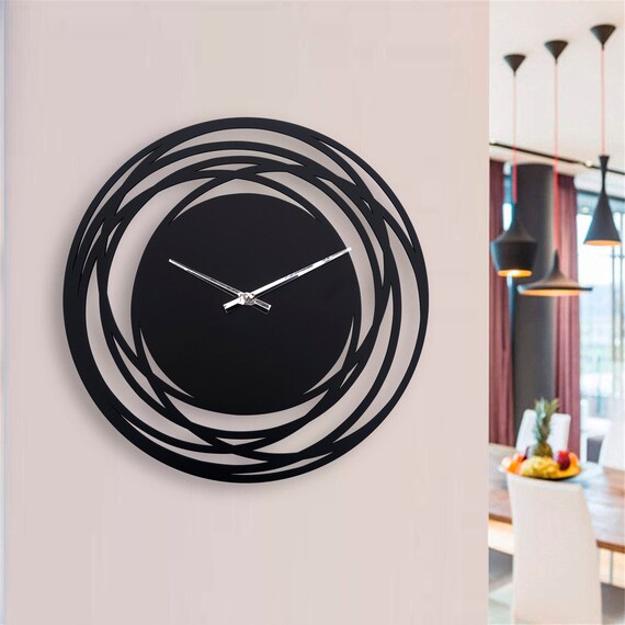 Modern wall clock black large wall clock abstract wall clock Etsy