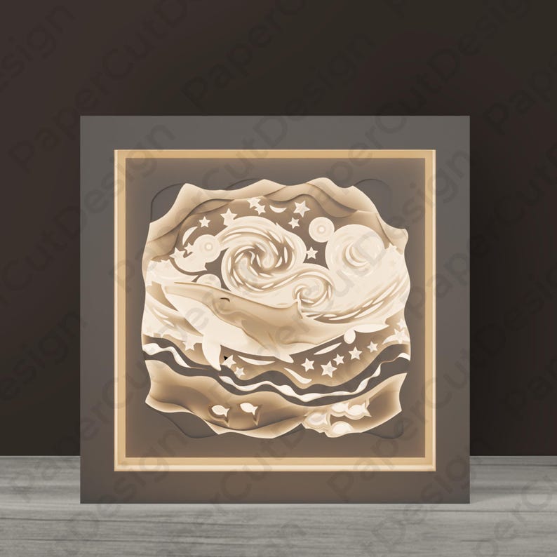 3D Whale Shadow Box Svg Laser File Multilayer Whale Svg Paper Cut ...