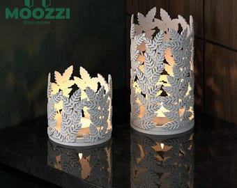 Portacandele a forma di foglia, stampa STL, lanterna floreale a forma di foglia, modello 3D