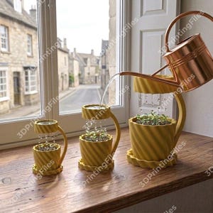 3 Rain Cloud Planter STL File 3D Printed Flower Pot Design Modern Drip Watering Planter Indoor Succulent Pot Digital Download STL