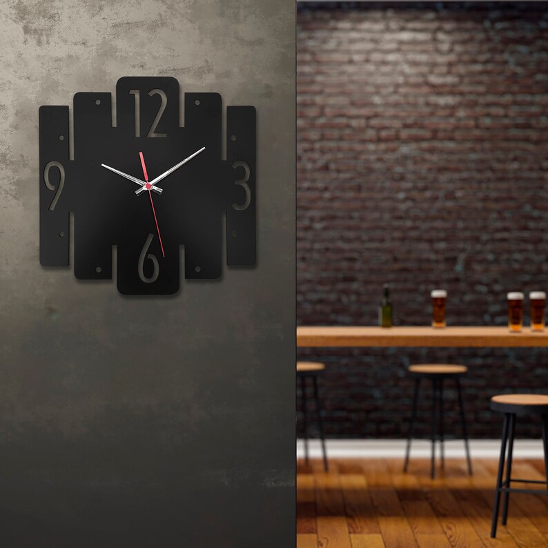 Modern wall clock black kitchen wall clock rustic wall clock Etsy
