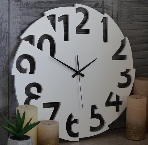 Unique Wall Clock Kitchen Wall Clock Round Wall Clock White Etsy