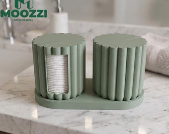 Porta dischetti di cotone scanalato, stampa STL, organizer per cotton fioc, decorazione per il bagno, modello 3D