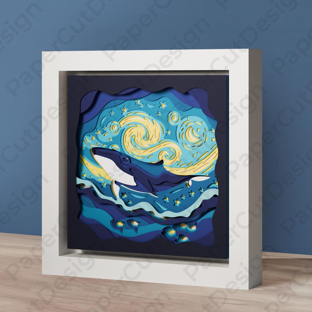 3D Whale Shadow Box Svg Laser File Multilayer Whale Svg Paper Cut ...