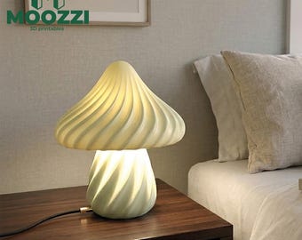 Lampada da tavolo a forma di fungo con stampa 3D STL, paralume per camera da letto e comodino.