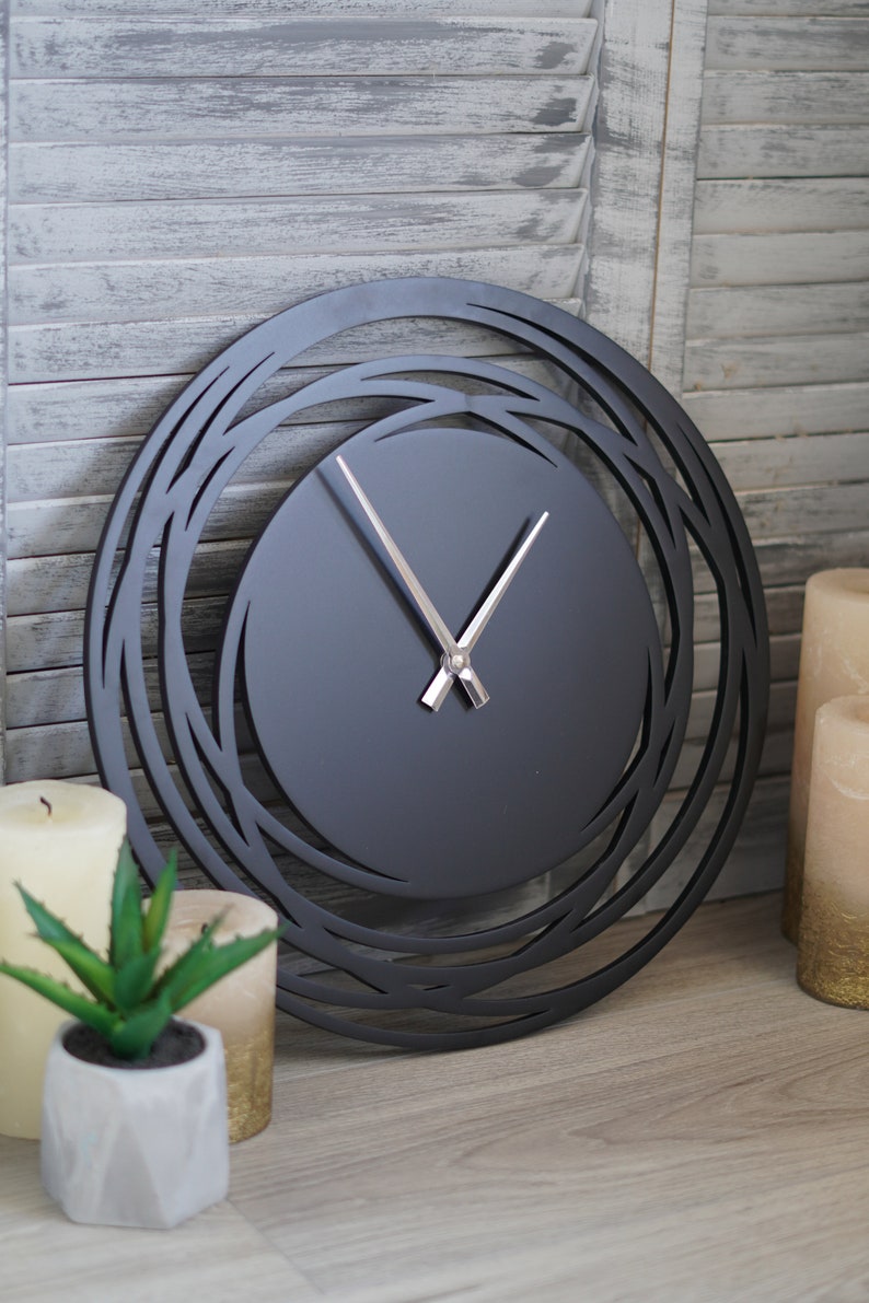 Black Large Wall Clock Modern Wall Clock Minimalist Farmhouse Etsy