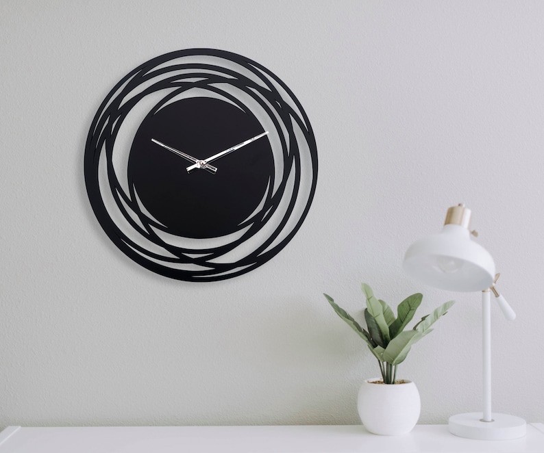 Black large wall clock modern wall clock minimalist farmhouse Etsy