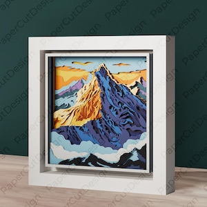 3D Mountain Shadow Box Svg Laser File Layered Mountain Svg Paper Cut Template Multilayer Mountain Cricut SVG File Mountain Laser Cut
