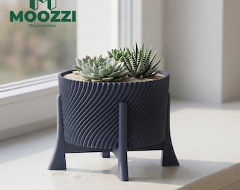 Spiral Planter STL 3D Print Footed Succulent Pot Stand Boho Decor