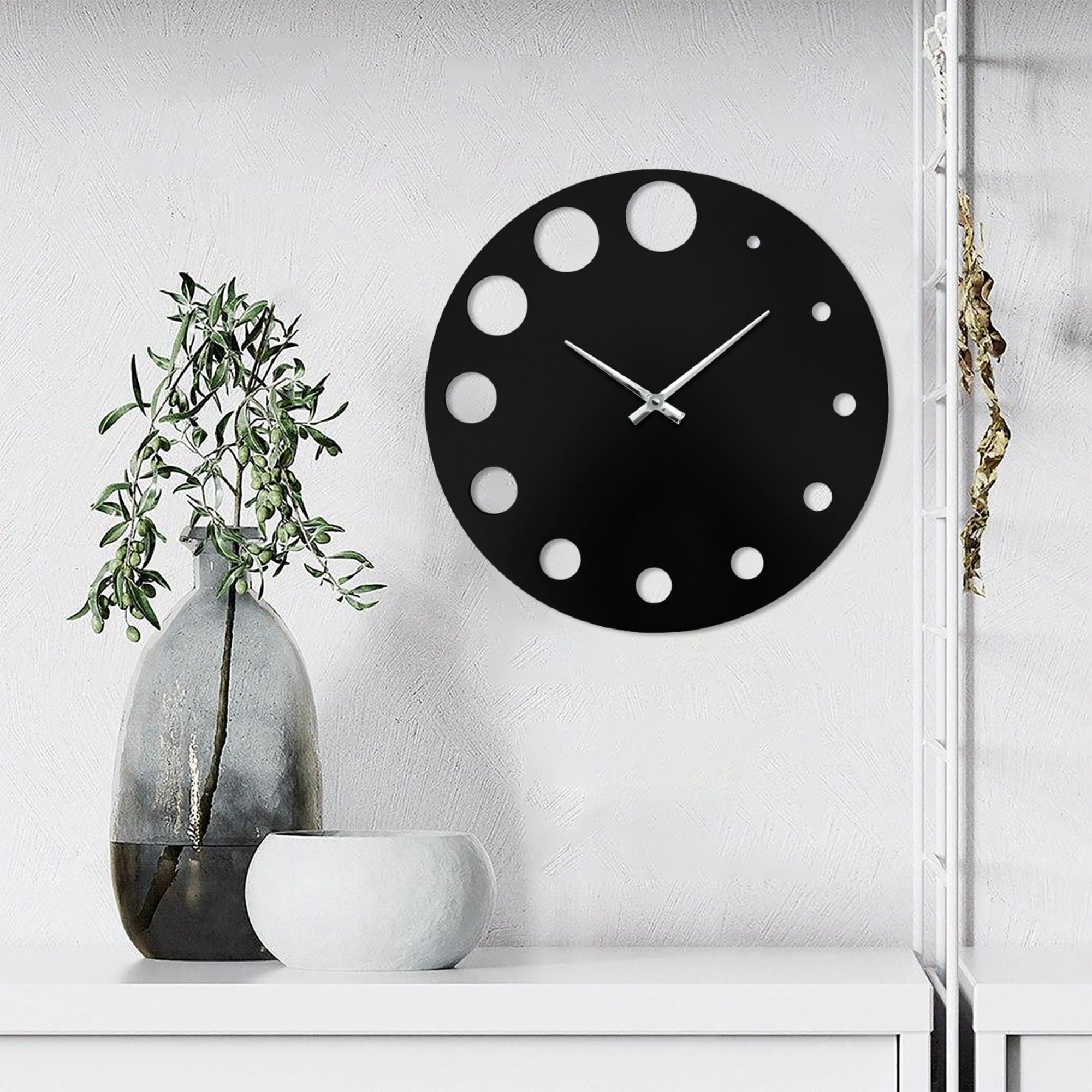 Rustic Black Wall Clock Modern Clock for Unique Wall Clock | Etsy