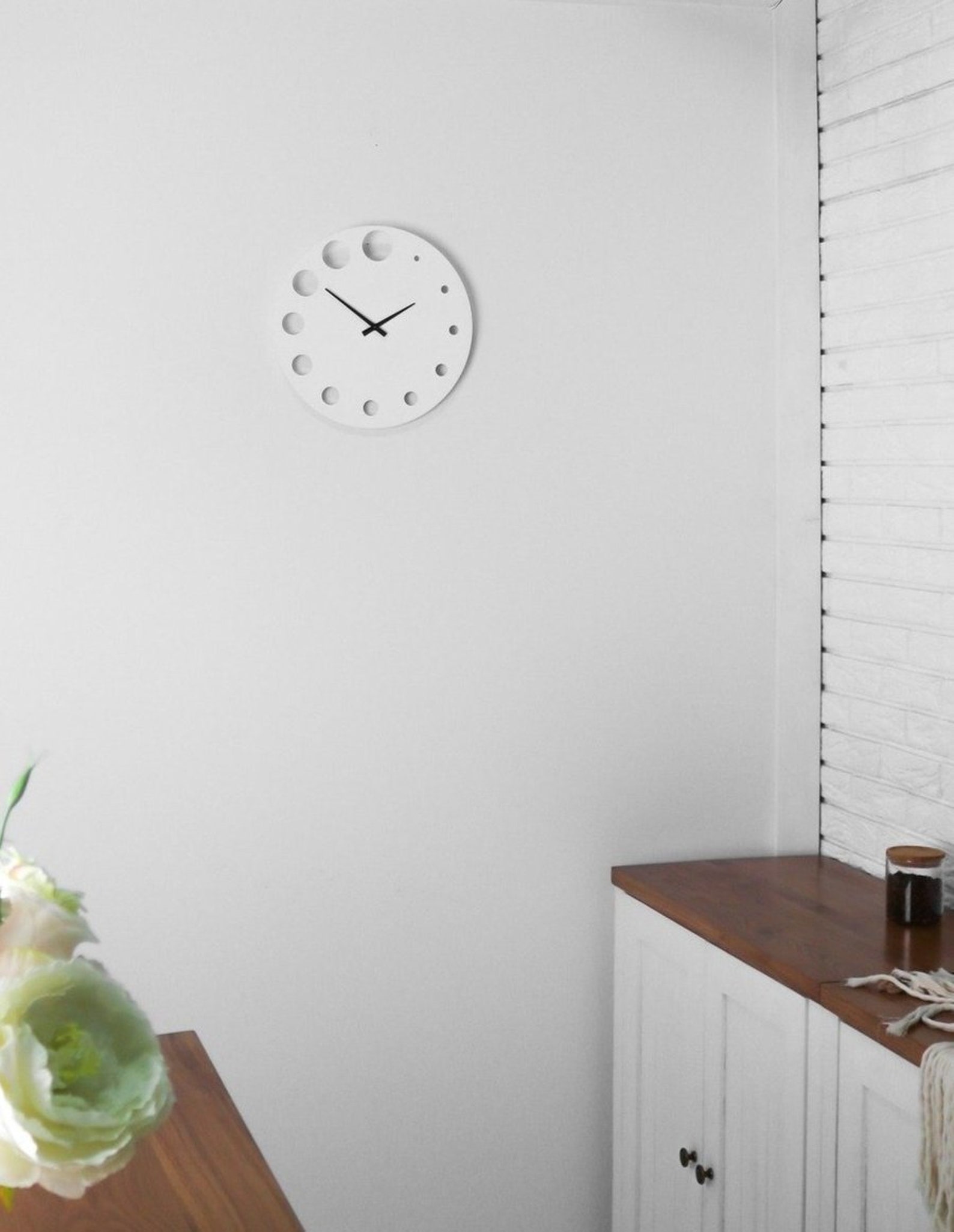 Modern White Wall Clock Kitchen Clocks for Wall Unique Wooden - Etsy