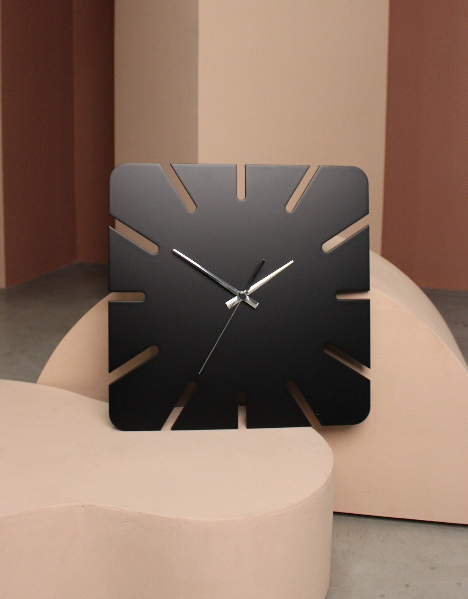 Modern Black Wall Clock Unique Kitchen Wall Clock Farmhouse Etsy