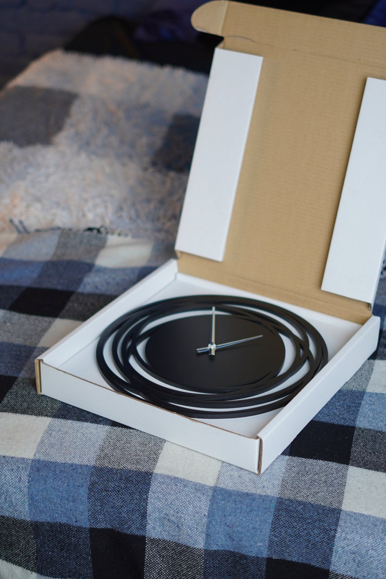 Black Wall Clock Unique Clock for Wall Minimalist Wood Large Etsy