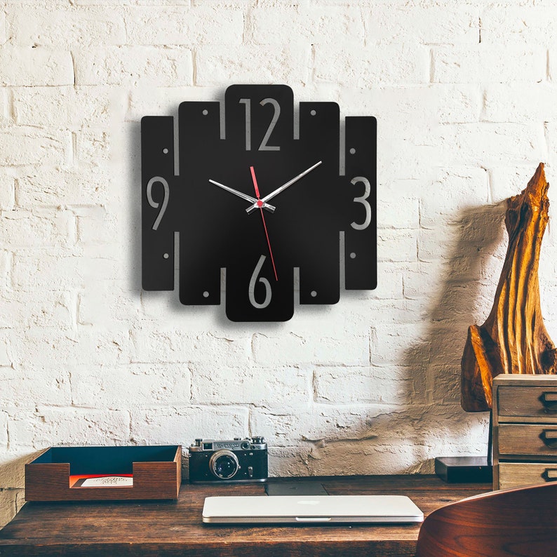 Modern wall clock black kitchen wall clock rustic wall clock Etsy