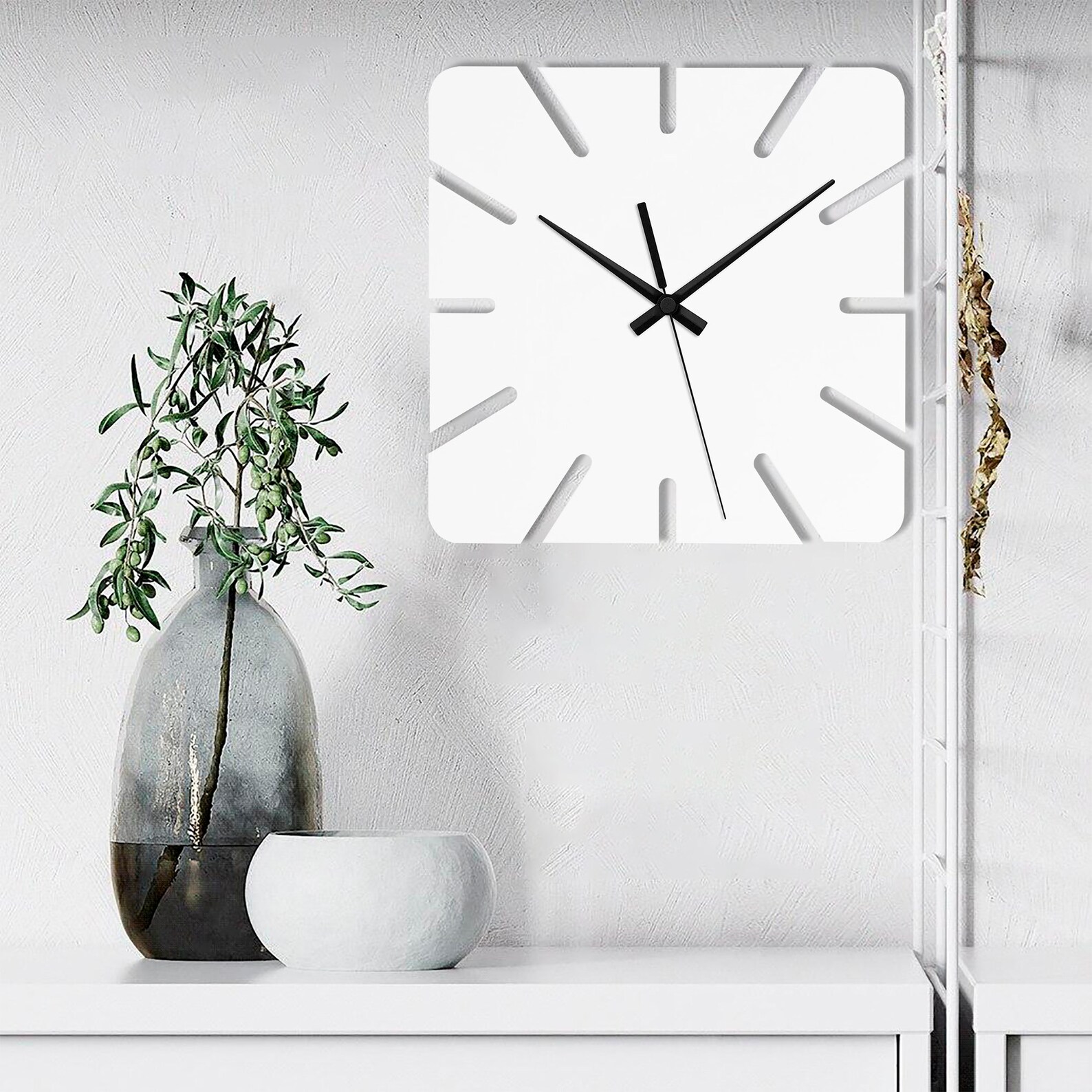 Modern white wall clock unique kitchen wall clock farmhouse Etsy