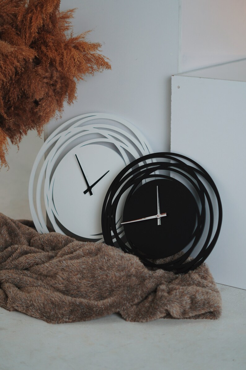 Black Wall Clock Unique Clock for Wall Minimalist Wood Large Etsy