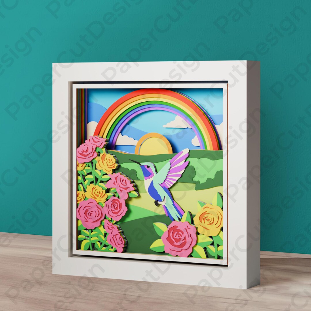 3D Hummingbirds Flowers Shadow Box Svg File Layered Hummingbirds Svg ...
