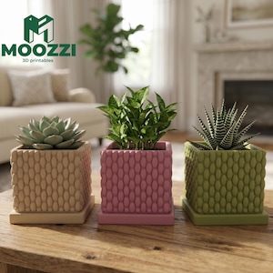 Gewebter quadratischer Pflanzer STL 3D Print gestrickter Sukkulententopf Boho Home Decor Set