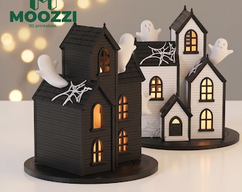 Halloween House Lantern STL 3D Print Ghost Candle Holder