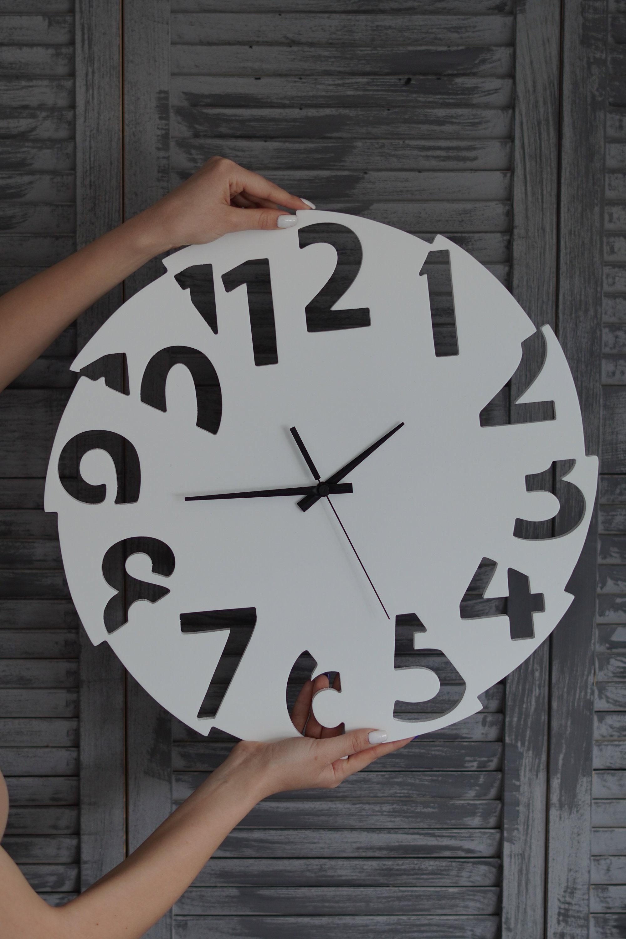 Black Wall Clock Minimalist Wood Large Wall Clock Silent Wall Etsy