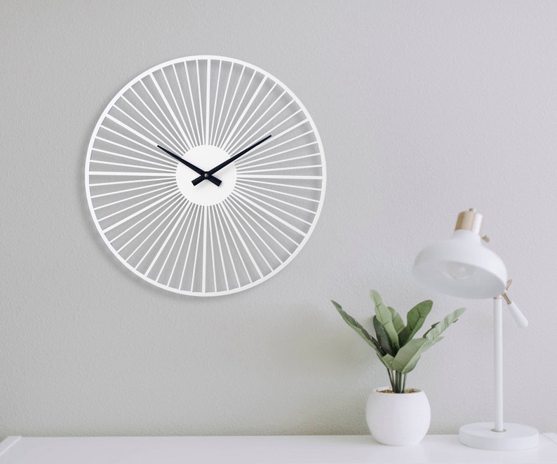 Unique White Wall Clock Large Wall Clock Kitchen Wooden Wall Etsy