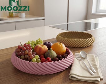 Ciotola per frutta a coste a spirale, vassoio da centrotavola per cucina STL, stampa moderna