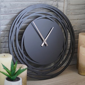 Black large wall clock modern wall clock minimalist farmhouse wall clock unique wall clock wooden wall clock wood clock for wall wanduhr