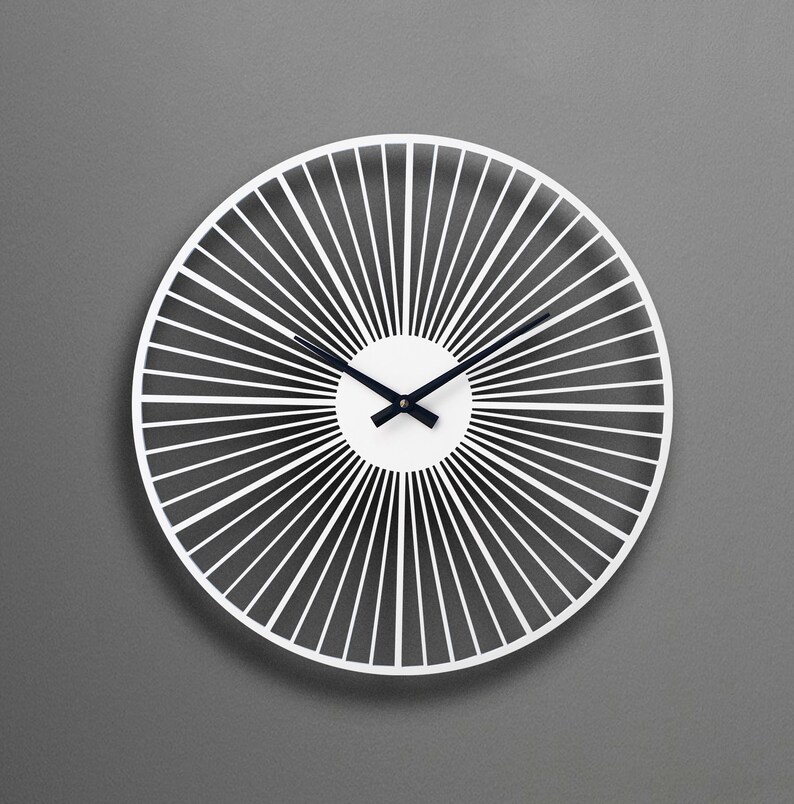 Unique White Wall Clock Large Wall Clock Kitchen Wooden Wall Etsy