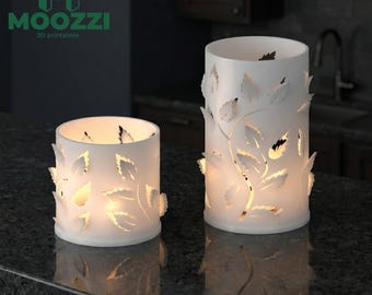 Portacandele a forma di foglia, modello STL per stampa 3D, lanterna a forma di foglia, decorazione da tavolo.