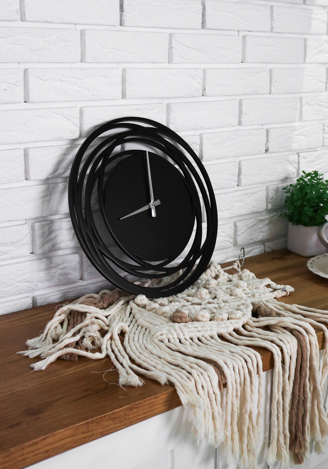 Black Wall Clock Unique Clock for Wall Minimalist Wood Large Etsy