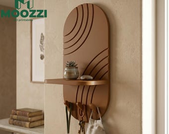 Mensola da parete portachiavi STL stampa 3D organizer ganci decorazione moderna metà secolo