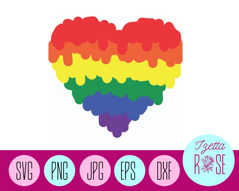 Rainbow Heart SVG Digital Download | Etsy