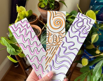 Colorful funky abstract doodle bookmarks— one of a kind