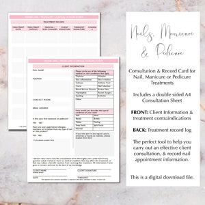Beauty Salon Nails / Nail Technician / Manicure & Pedicure / Salon Consultation Form / Salon Stationery