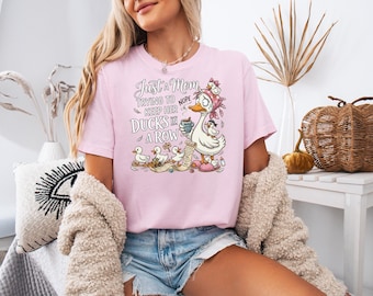 Comfort Colors Funny Duck Mom Shirt, Just A Mom Trying To Keep Her Ducks In A Row Shirt, Womens Casual Shirt, Cute Mama Tee, Gift For Mom