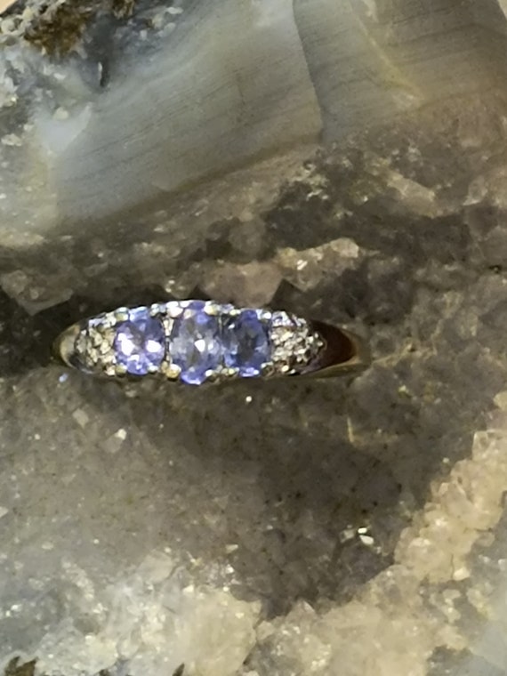 Tanzanite/Diamond 10k wht gold rg