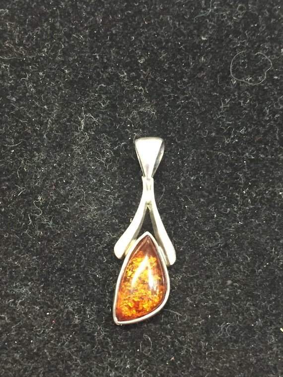 Amber Swirl Overlay Pendant 925 Sterling Silver Cognac Baltic Amber