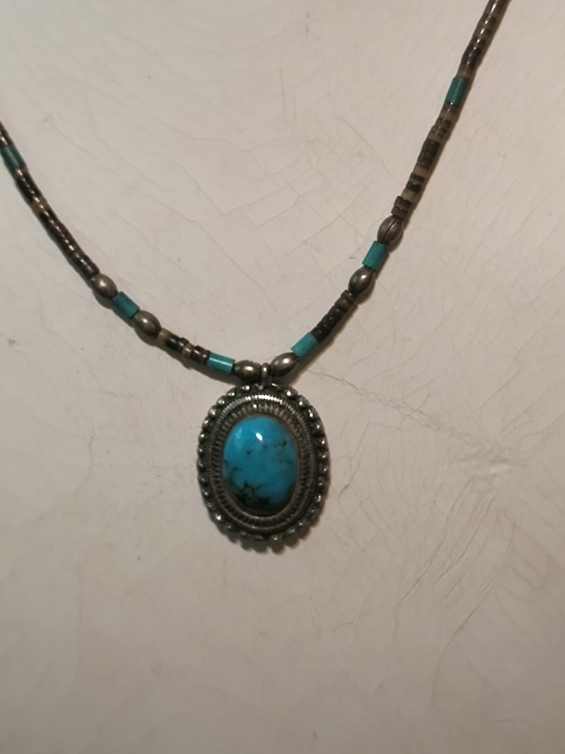 Turquoise 925 Sterling Necklace - Etsy