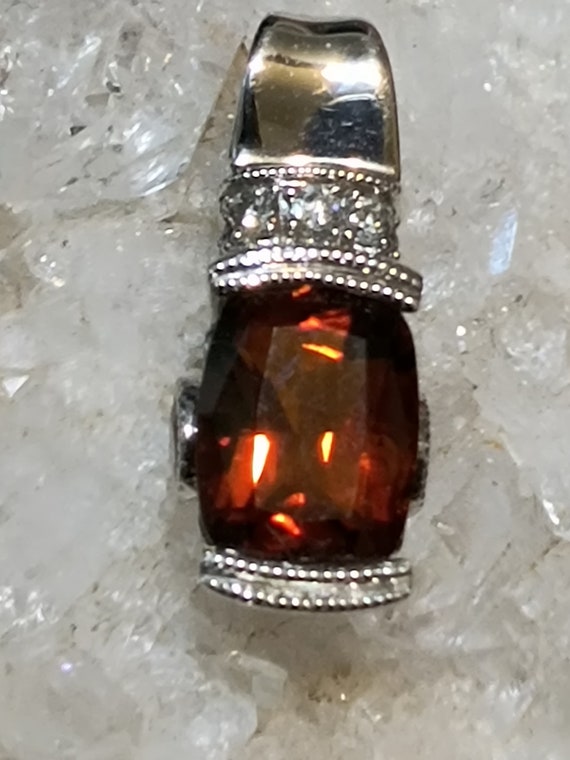 Hessonite Garnet Diamond 14kt Pendant