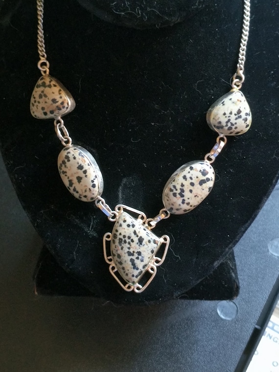 Dalmation Jasper 925Sterling Silver Necklace