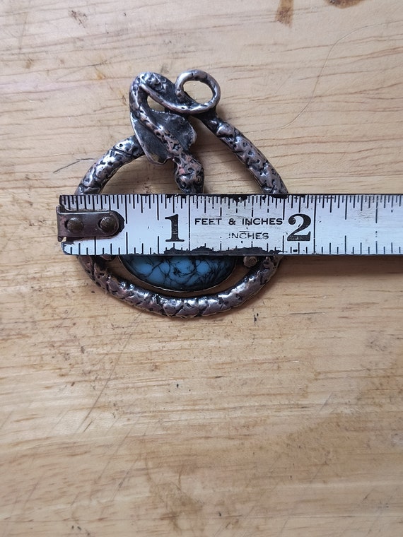 Sterling Serpent Pendant w/turquoise - image 2