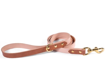 Handmade Brown Leather Dog Leash – Solid Brass Hardware, Durable