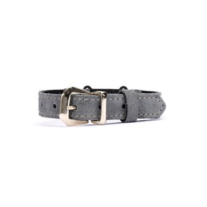 Gray Suede Breakaway Cat Collar – Adjustable Soft Leather Kitten Collar with Safety Buckle or Standard Buckle, Handmade Pet Collar